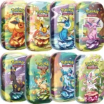 Collezione Mini Tin Pokémon Evoluzioni Prismatiche con Eevolutions, in italiano, contenente bustine assortite e carta illustrata da collezione. Prodotti ufficiali e sigillati.