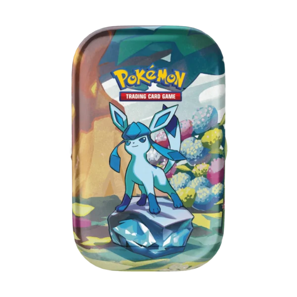 Mini Tin Pokémon Evoluzioni Prismatiche con Glaceon, in italiano, contenente bustine assortite e carta illustrata da collezione. Prodotto ufficiale e sigillato.