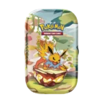 Mini Tin Pokémon Evoluzioni Prismatiche con Jolteon, in italiano, contenente bustine assortite e carta illustrata da collezione. Prodotto ufficiale e sigillato.