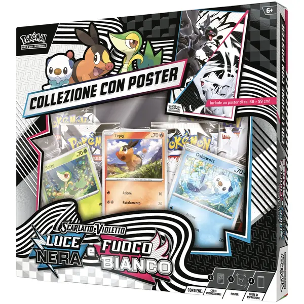 Vista frontale della Collezione Pokémon Bianco e Nero con poster incluso, sigillata