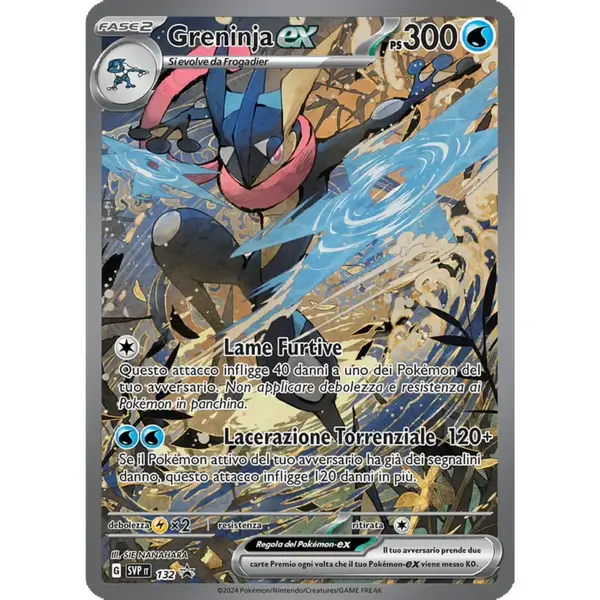 Carta Pokémon Greninja‑ex SVP 132 promo, collezione Illustrazione Speciale “Greninja‑ex”, blocco Segreto Fiabesco, in italiano