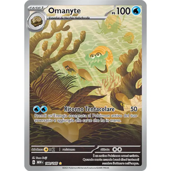 Carta Pokémon Omanyte 180/165 Illustration Rare dal set Scarlatto e Violetto 151 in italiano