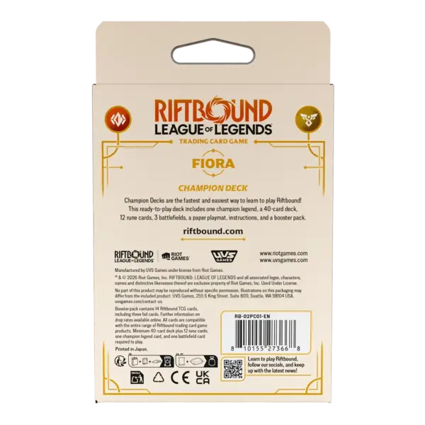 Retro confezione mazzo campione Riftbound Spiritforged Fiora