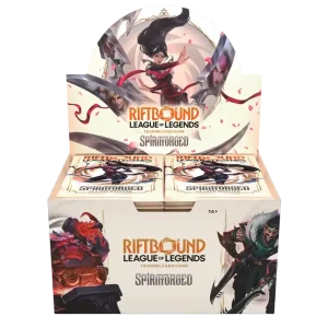Display Box del TCG Riftbound Spiritforged in lingua inglese, confezione sigillata con 24 pacchetti. Visione Frontale